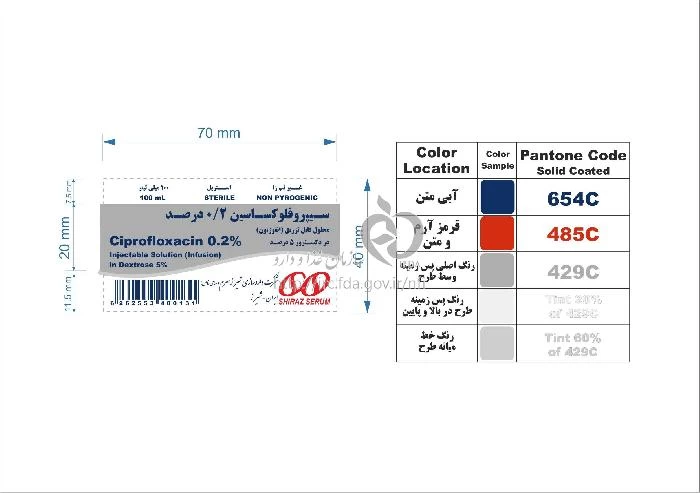 سیپروفلوکساسین 0.2 درصد در دکستروز 5 درصد